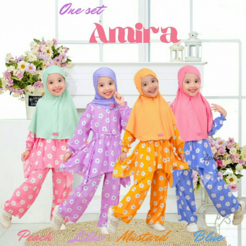 ONE SET AMIRA SETELAN ANAK PEREMPUAN 3-6 TAHUN
