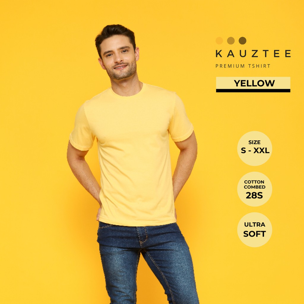 Kaos Tshirt Polos KAUZTEE Premium Tshirt Unisex 100% Cotton Combed 28s - Yellow