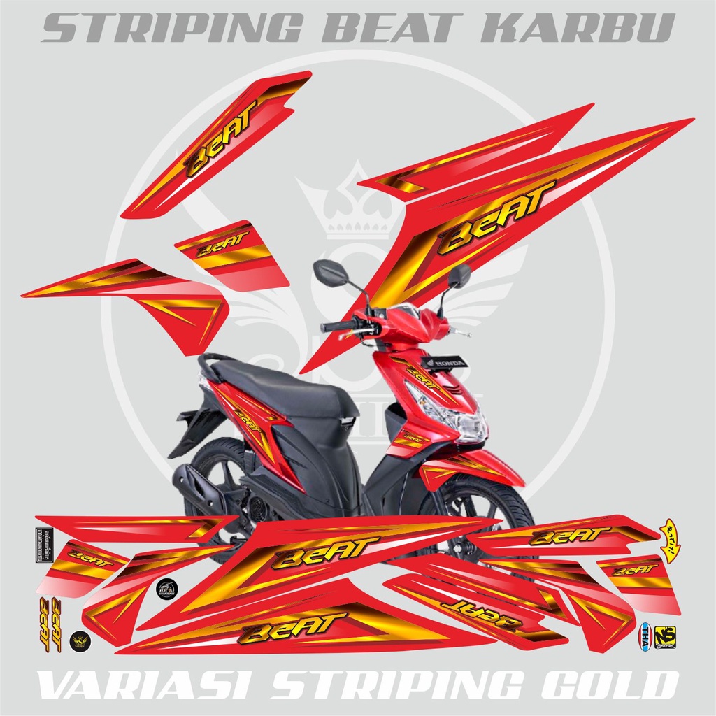 STRIPING BEAT KARBU / BEAT KARBU LAMA / STICKER VARIASI STRIPING MOTOR HONDA BEAT KARBU GOLD 01