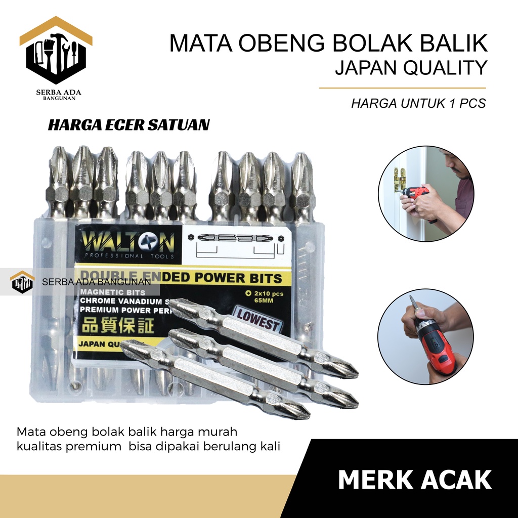 MATA OBENG (+) PH2 AAAA WALTON ORIGINAL 100% PLUS BINTANG KUALITAS KUAT TAHAN BETON 2 SISI MAGNET-1BUAH