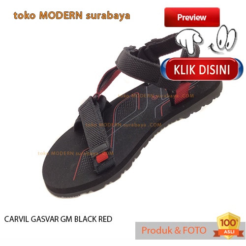 CARVIL GASVAR GM BLACK RED sandal pria casual sandal gunung slide