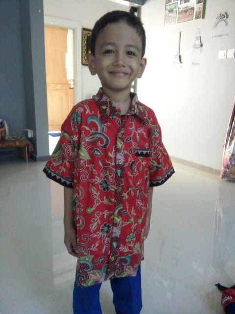 Qnunbatik Hem/kemeja Atasan Batik Anak Cowok Gentong Merah