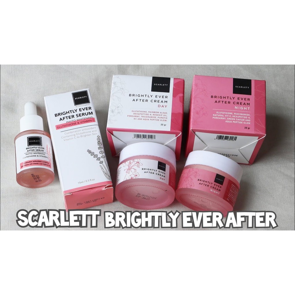 [COD] PAKET 3in1 PERAWATAN WAJAH MENCERAHKAN SCARLETT | Serum+Day &amp; Night Cream Brightly Series