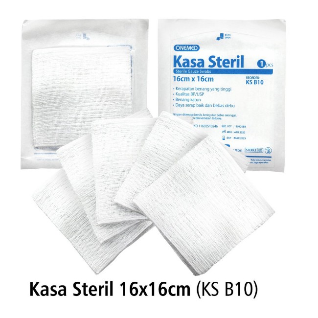 KASA STERIL ONEMED STERILE 16 CM X 16 CM ( 1BOX isi 10 PCS )