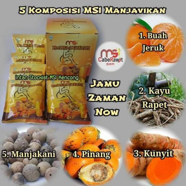MSI Manjavikan jamu modern kewanitaan rapet keset manis no pahit (harga ecer 1 saset @100 gram)