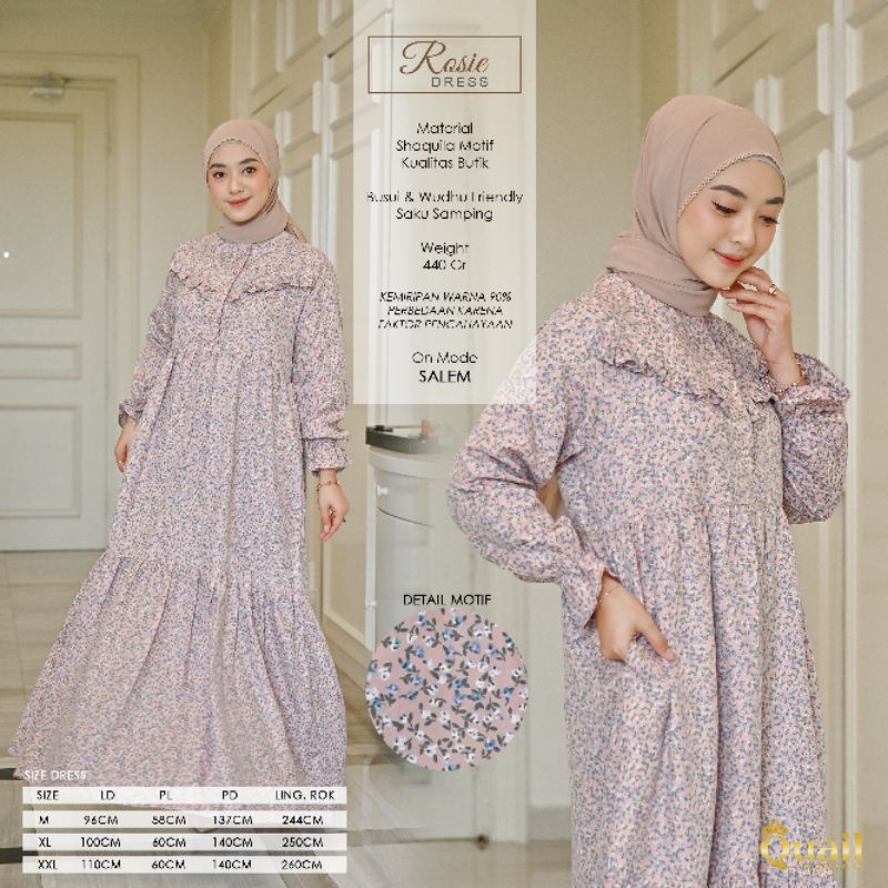 Dress Gamis Motif Wanita Muslim Original Quail Hijab ROSIE