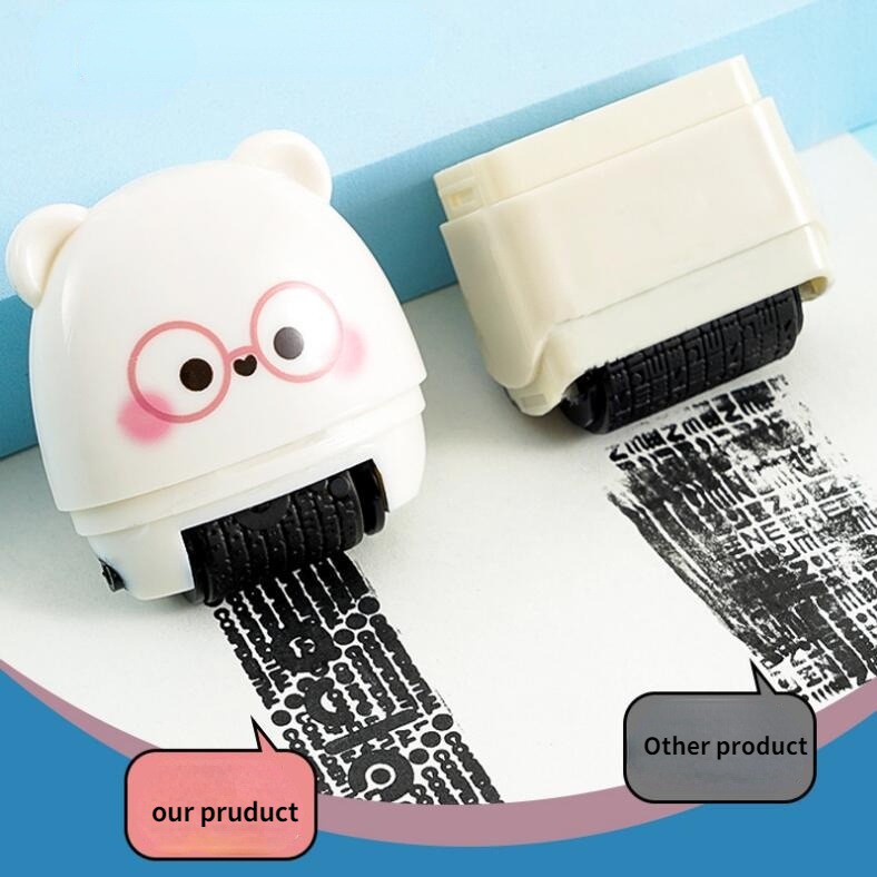 Roller Stamp BEAR 2 in 1 Cutter Stempel Pelindung data Alamat stampel