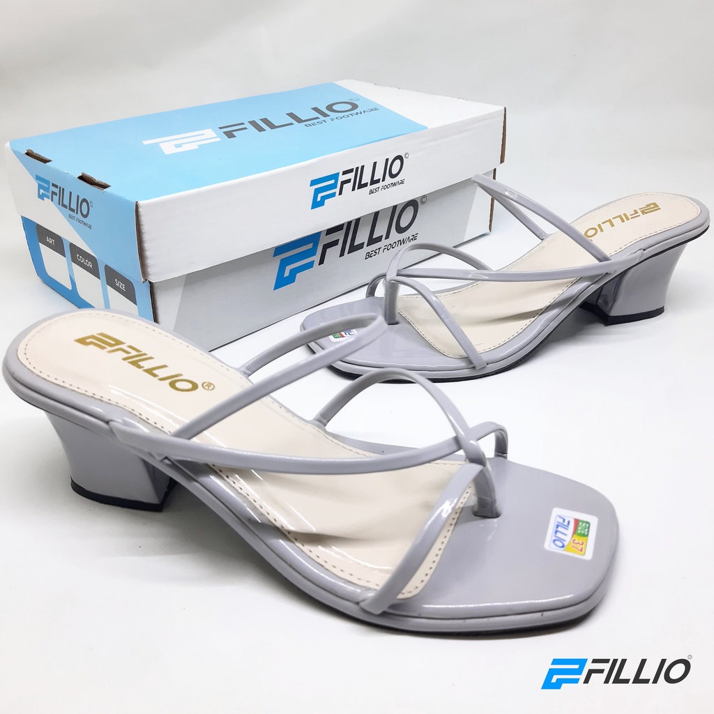 Sandal Strappy Heels Hak Tali Chunky Wanita 5cm Fillio K012