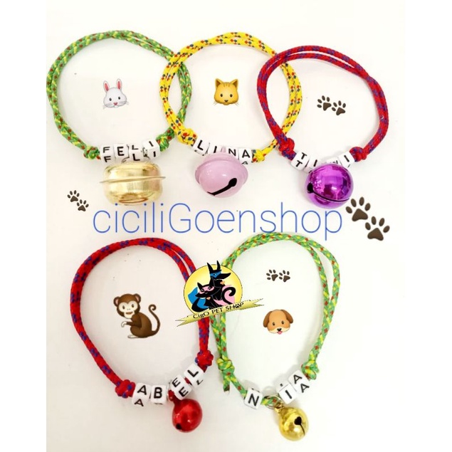 Kalung request nama plus lonceng besar tali krusik gelang collar anjing kucing kelinci