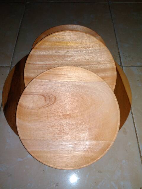 Piring Kayu Mahoni D20/ Piring Saji/ Baki Kayu D20