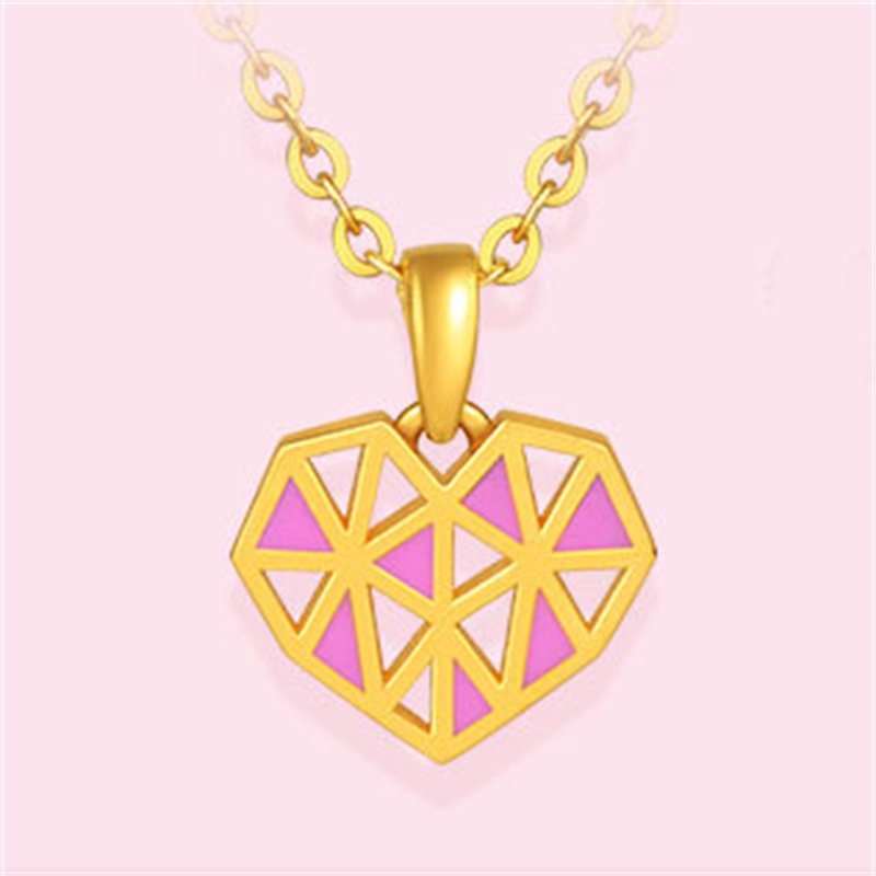 [Ready Stock]Creative Love Heart-Shaped Enamel Fashionable Golden Pendant