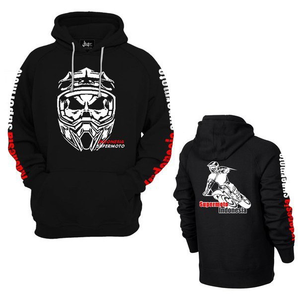 Jaket SUPERMOTO Hoodie Hitam Fleece Premium Big Size S M L XL XXL 3XL 4XL 5XL Allsize Original Distr