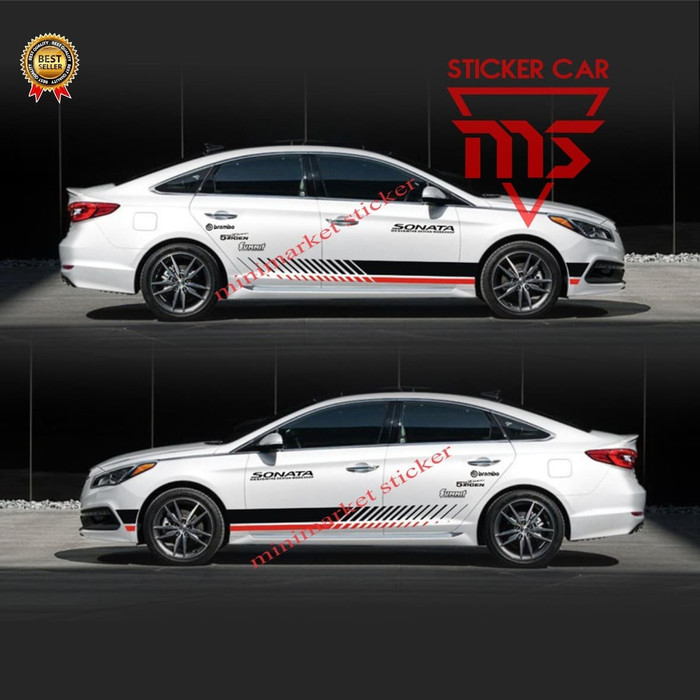 STIKER HYUNDAI SONATA STICKER MOBIL HYUNDAI SONATA RACING BODY - Putih Elegan