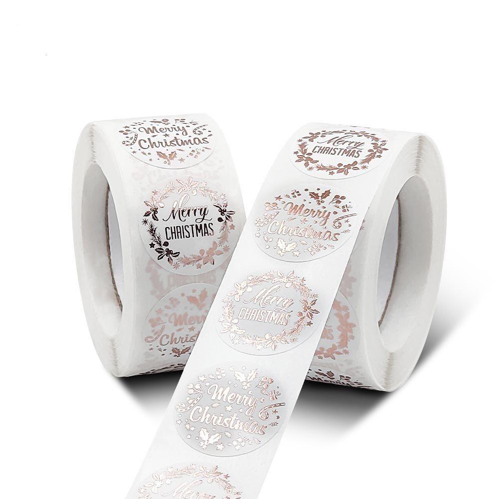 Solighter Merry Christmas Stiker Paket Pesta Pernikahan Stamping Kartu Label Liburan DIY Decor Dekorasi Natal