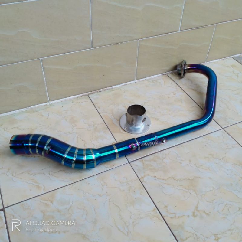 PIPA LEHER KNALPOT FULL BLOUMON + ADAPTOR UNTUK VIXION SONIC SATRIA FU CB150R DLL