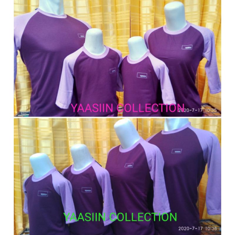 Kaos polos raglan family ungu tua lengan ungu muda - harga satuan