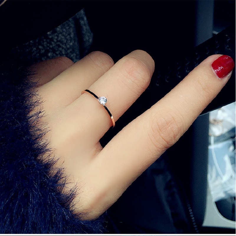 2020 Youpin cincin pertunangan wanita mawar emas berlapis titanium ornamen Rhinestone cincin cincin