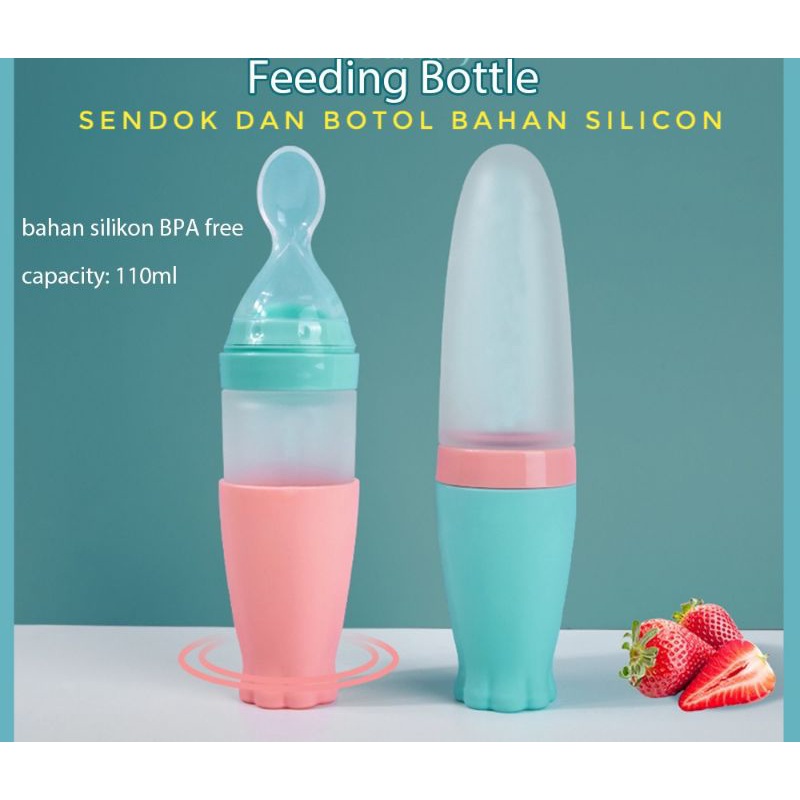 Botol sendok makan bayi / mpasi bayi / dot silicon mpasi