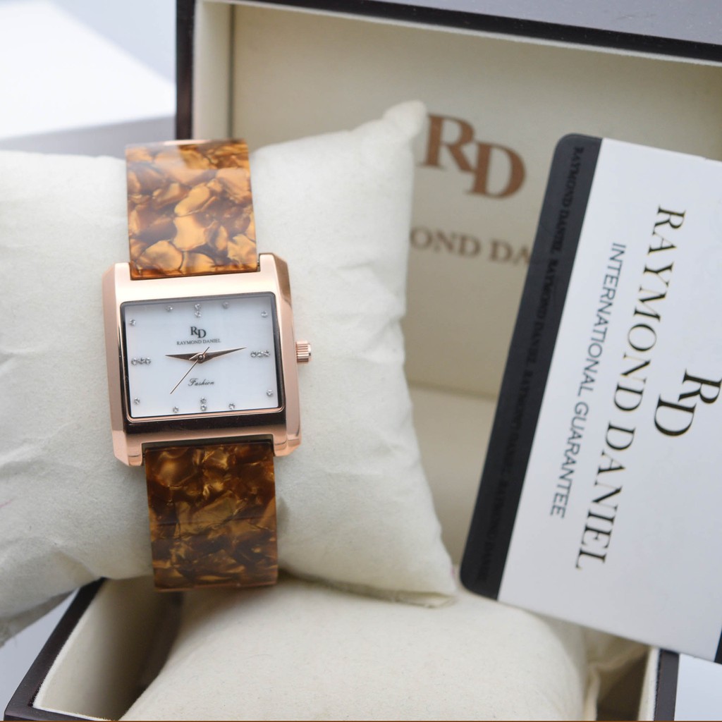 Jam Tangan Wanita Raymond Daniel Rose Gold Aklirik Brown Ori