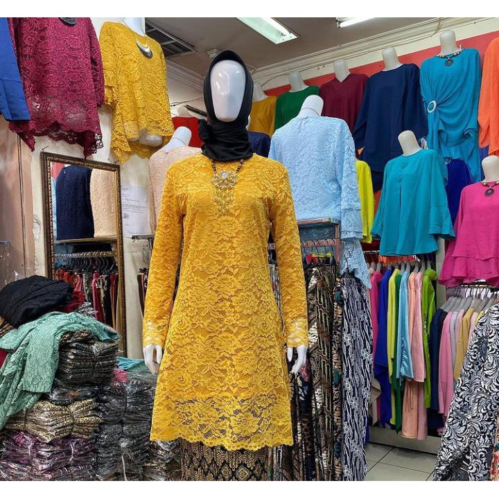 SETELAN tunik  ROK BATIK/KEBAYA BROKAT / BROKAT MODERN / KEBAYA pesta/kebaya terbaru /gold