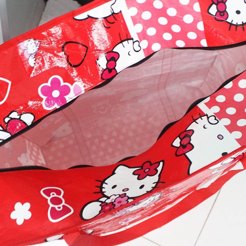 (TGS Olshop) - TravelBag Tas Baju Bahan Plastik Tas Karung Ukuran Jumbo Hello Kitty Tas Karung Serbaguna Murah