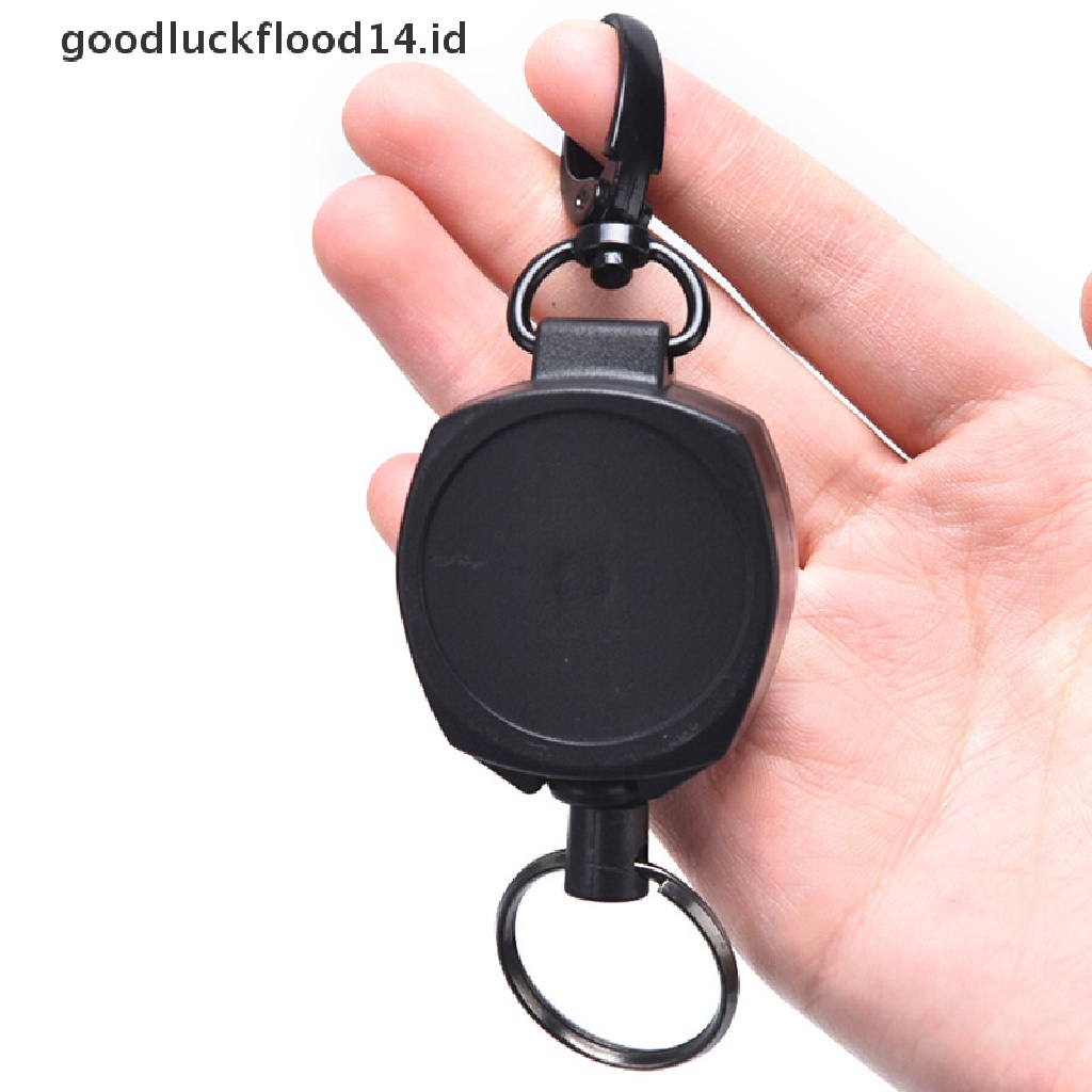 [OOID] Badge Reel Pull Keychain Retractable ID Holder Security Card Clip Key Ring Black ID