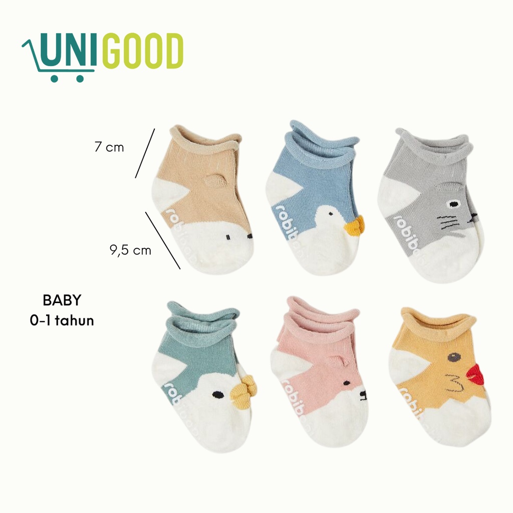 UNIGOOD - Kaos Kaki Bayi Premium Anti Slip Motif Hewan Cotton Kids Socks Animal Bahan Tebal