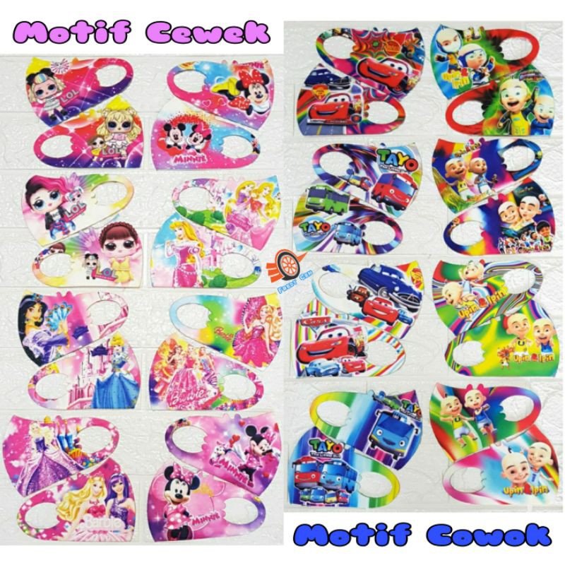 Random Masker SCUBA Anak - Anak Karakter Printing Cutting LASER Gramasi 280