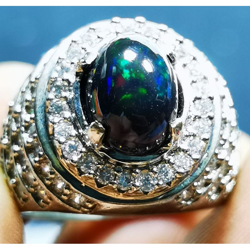 Batu natural kalimaya hitam Black oval