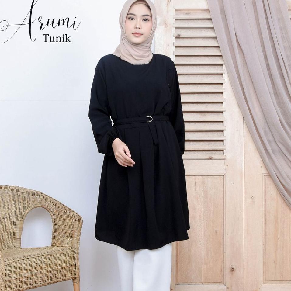 Grosir Tunik Putih Basic Arumi Ukuran Standar dan Jumbo | Tunik  Polos Muslimah | Tunik Arumi Wolfis