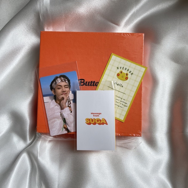 [READY] ALBUM BUTTER PEACHES PC V TAEHYUNG MESSAGE CARD SUGA YOONGI
