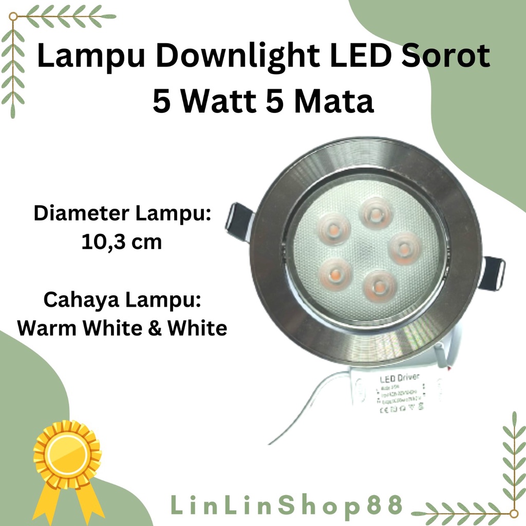 Lampu Downlight LED sorot 5W White 5 watt mata 5watt WarmWhite KOSS