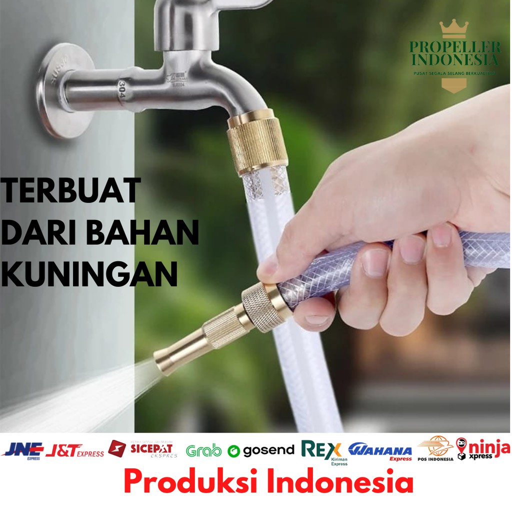 Semprotan Air Lurus Kuningan Hose Nozzle Kepala Semprotan Cuci Mobil 5/8Inch