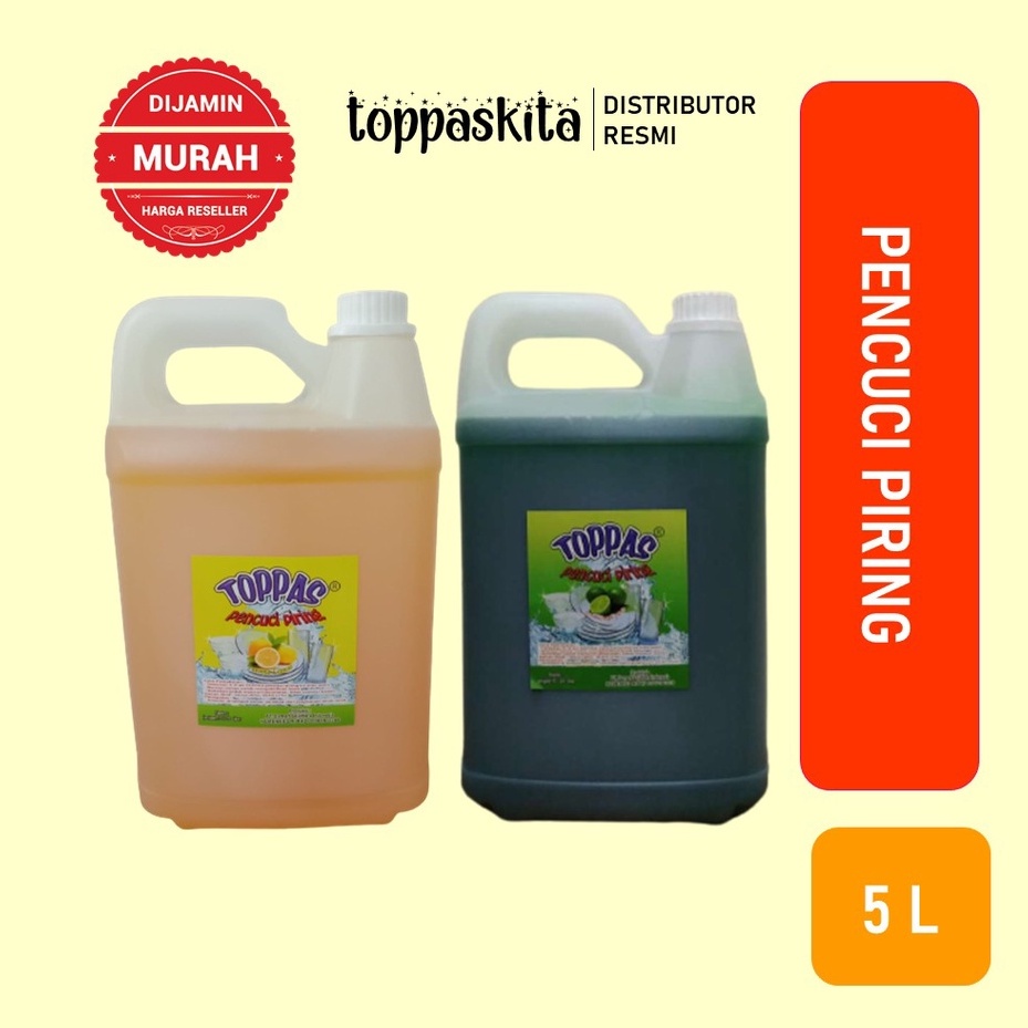 Toppas Sabun Cuci Piring / Cuci Tangan / Pembersih Lantai / Karbol / Softener / Multipurpose Cleaner / Pelicin Setrika  / Deterjen Cair 5liter (Gojek/Grab)