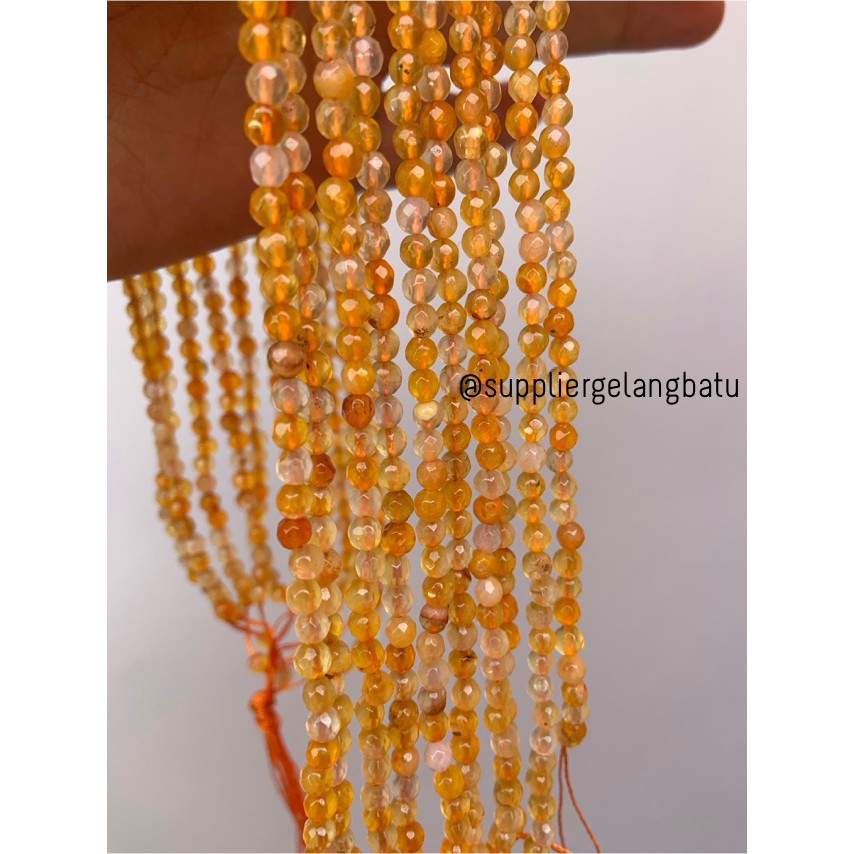 Batu Carnelian serat orange 4mm CUTTING natural oren bahan alam fesyen