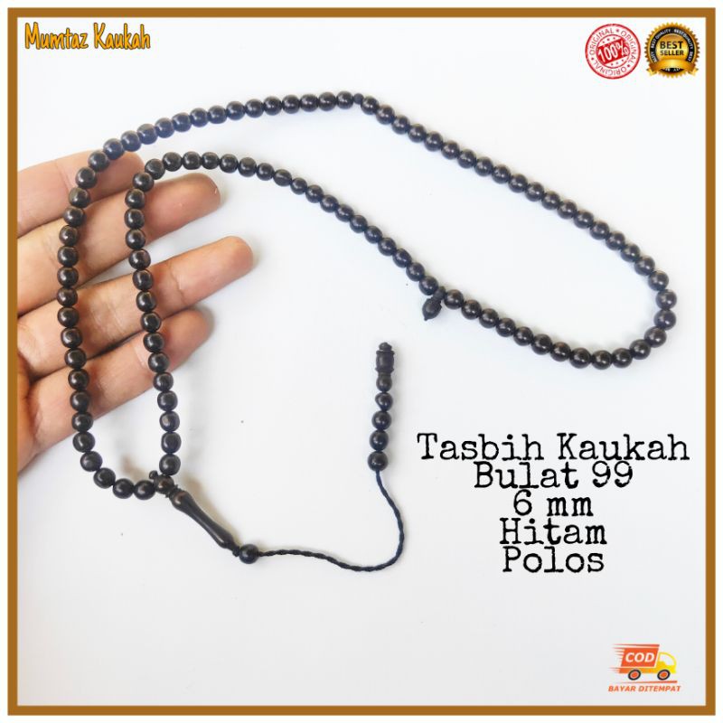 Tasbih kokka kaukah 99 butir 6mm polos hitam original kaoka kauka kaokah