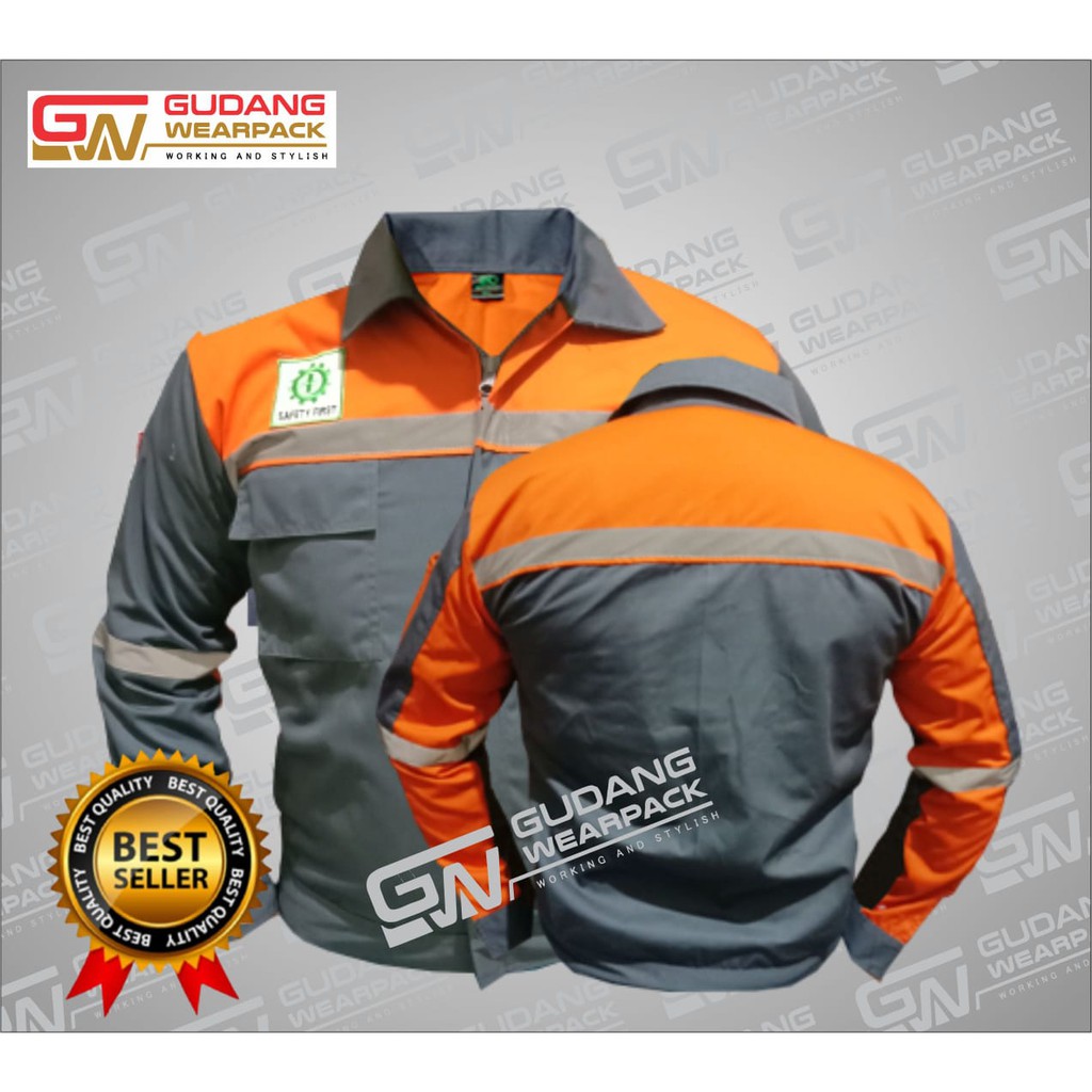 WEARPACK ATASAN Gudang Wearpack - Baju Kerja Seragam Proyek Warna Abu Oren
