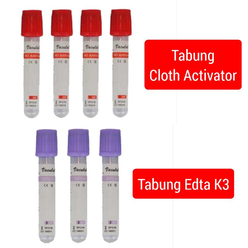 Tabung Vaculab  EDTA K3/ tabung Cloth Activator  2 ml 3ml 4 ml Satuan