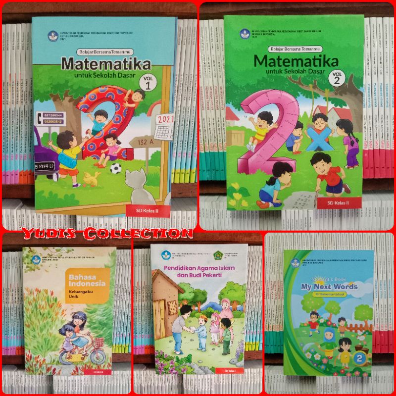 Buku SD kelas 2 kurikulum Merdeka. matematika, Bhs Indonesia, Inggris, pend Agama islam DIKNAS