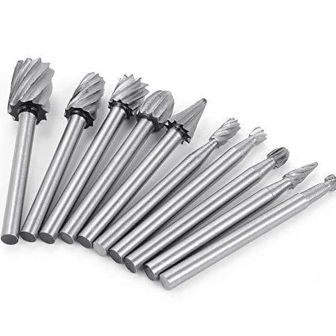 Kualitas Terbaik] Set 10Pcs Mata Bor Kikir Ukir Kayu Mini Gerinda 3Mm Hobby Craft Diy