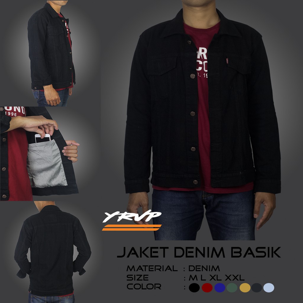 Jaket Denim Hitam / Grosir Jaket Denim Pria / Bisa COD