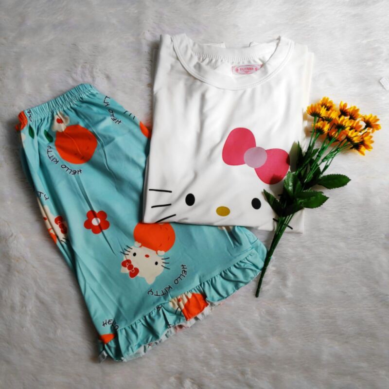 SET BAJU TIDUR SET KAOS ADEM KAOS SPANDEX PIYAMA TIDUR BAJU TIDUR WANITA LENGAN PENDEK CELANA SANTAI