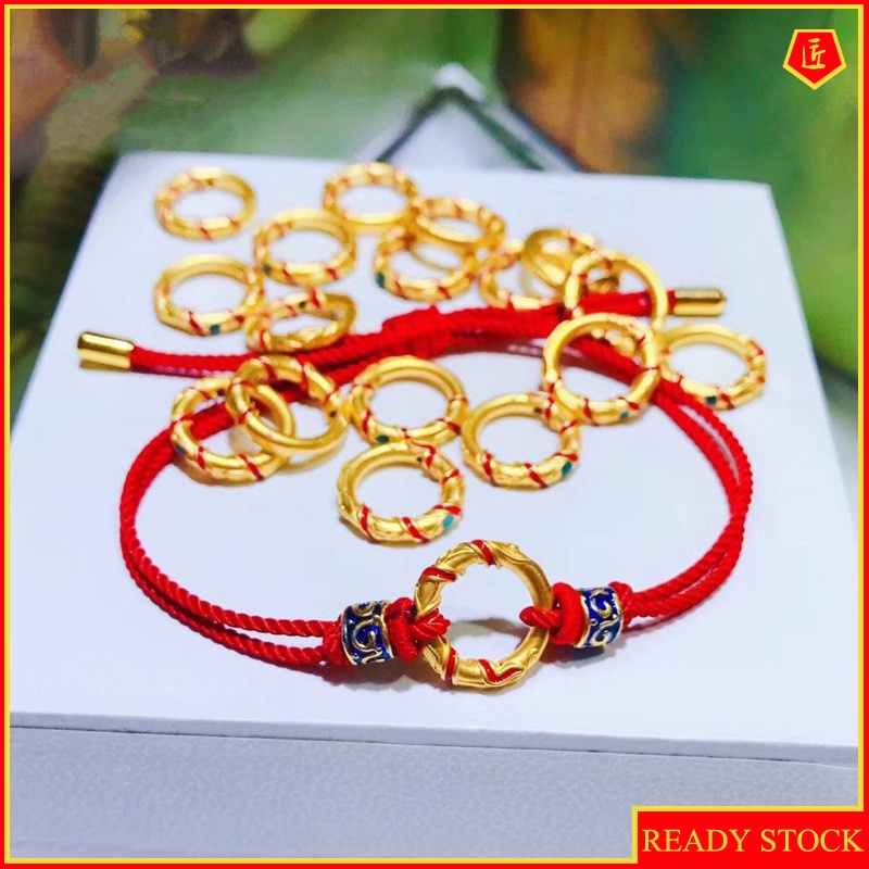 [Ready Stock]Golden Circle Red Rope Lucky Beads Bracelet