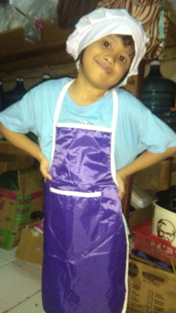 ✔️✔️cod Celemek Anak Apron Anak Dan Topi Chef  Termurah