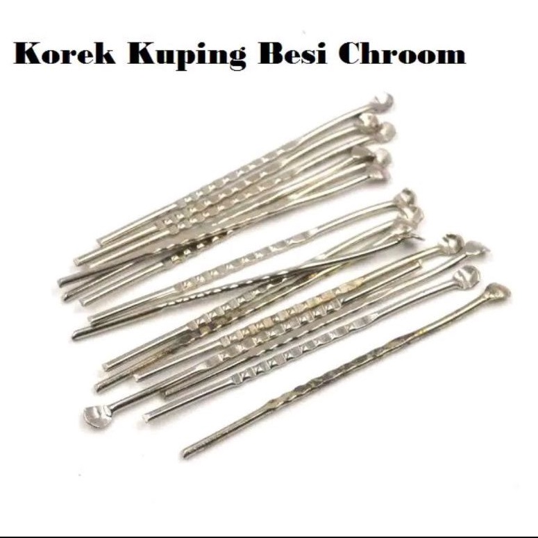 Korek kuping Besi dan Gagang Plastik Kecil / Alat Pembersih Telinga Chroom Stainless dan Plastik /  cotton bud