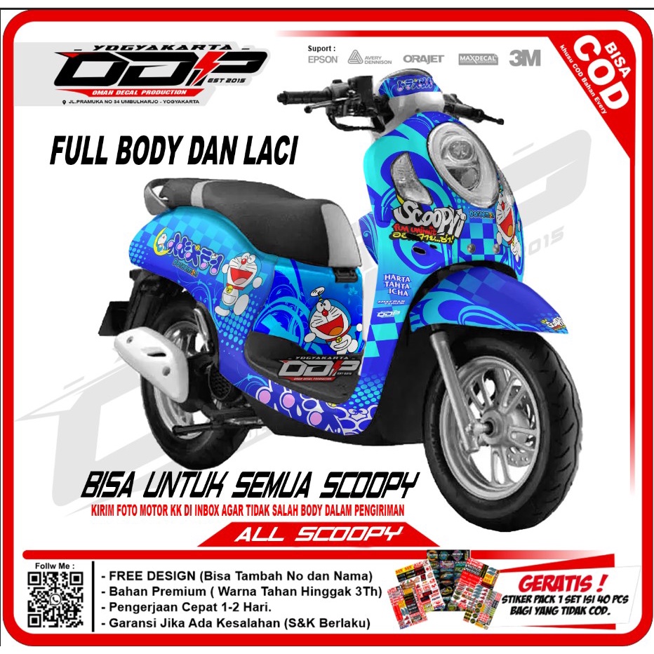 decal scoopy full body dekal stiker striping honda scopy TERBARU 2021 stiker  motor motif doraemon
