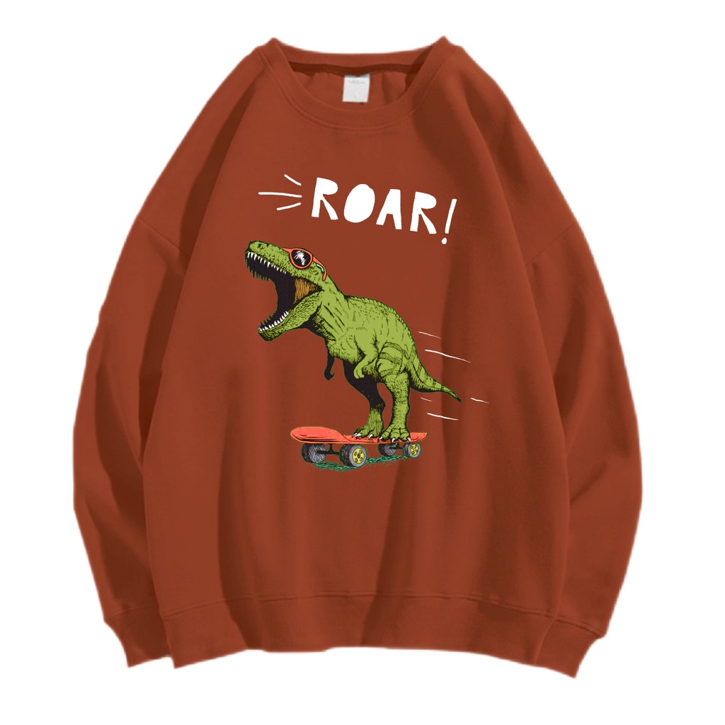 DINO ROAR! SWEATER CREWNECK PRIA WANITA Size M-XXL ANAIRA