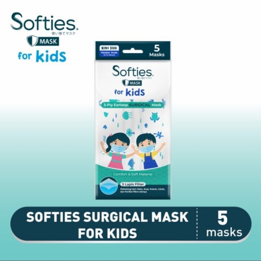 Masker Anak Softies Kids Surgical Mask 5pcs