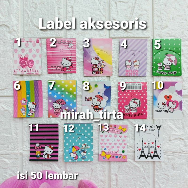 

isi 50 Label aksesoris Label harga . Hangtag accessoris.