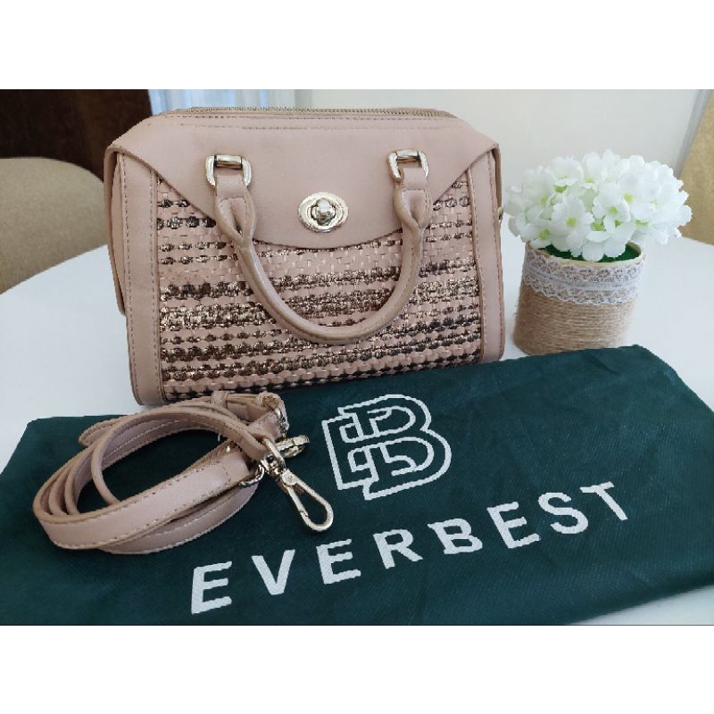 [Preloved] Tas everbest bag bags EVB satchel slingbag shoulder original nude pink